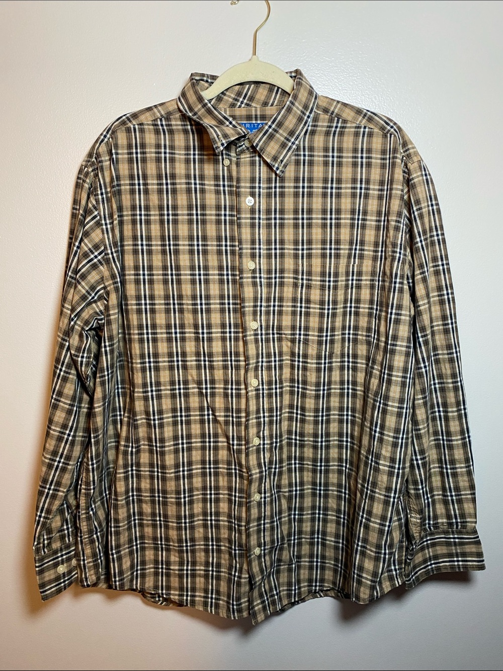 Puritan Plaid Button-Down Shirt - Brown & Tan Large